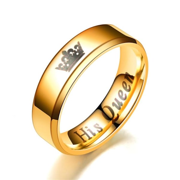 Regal avfasad kronkung ring för honom - lyxiga par smyckesset me golden hennes kung nr 5