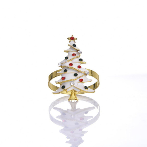 Servietringe Jul Thanksgiving Holidays Julepynt Julepynt ca 6 stk / hvidt juletræ