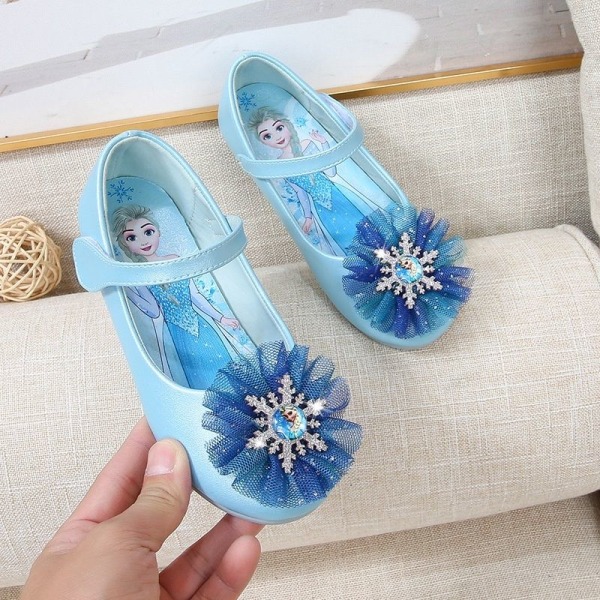 elsa prinsesse sko barn pige med pailletter blå 16 cm / størrelse 25