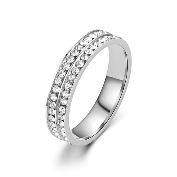 Blændende diamantring til kvinder - 18K guldbelagt tyndt cirkelbånd 4mm dobbeltrækket stålmaling nr. 9