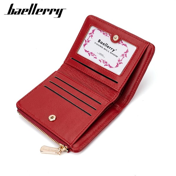 Baellerry Kort plånbok för kvinnor Mode Quiltad Bifold Zipper My brun