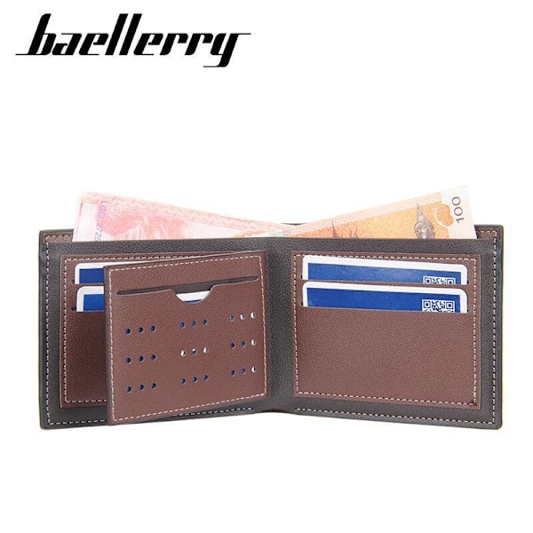 Baellerry korte punge Herremode Læder Bifold pung Visitko brun 12 cm * 10 cm * 2 cm