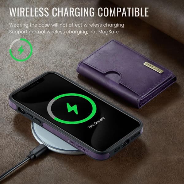 (Til iPhone 14 Plus) DG.MING M6 Serien Magnetisk Pung Etui sort