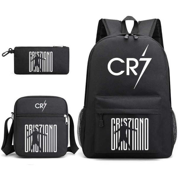 CR7 Ronaldo rygsæk børne penalhus skulderrem tasker pakke (3 stk) sort 2