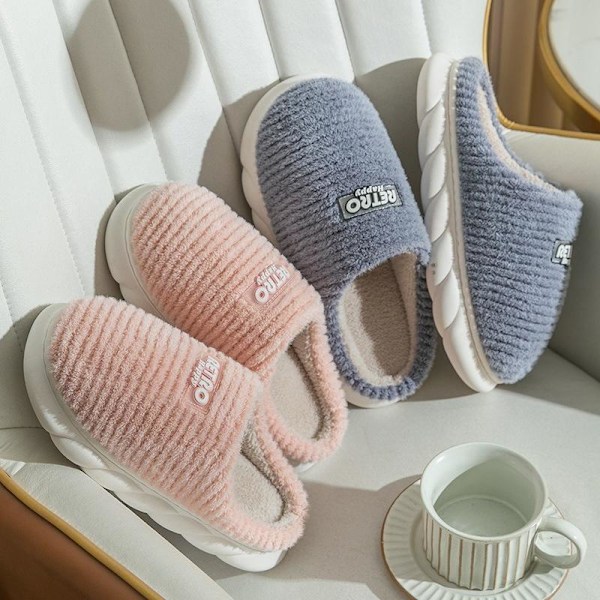 mjuka tofflor fluffiga tofflor innetofflor kaffe 44-45 (insida 28cm)