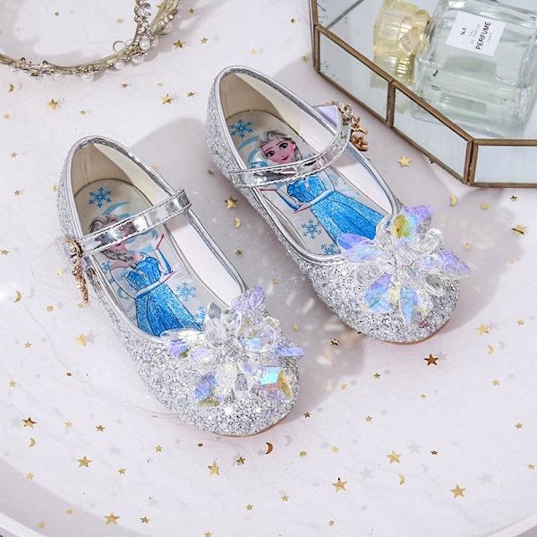 prinsessakengät elsa kengät lasten juhlakengät hopeanväriset 16,5 cm / koko 26