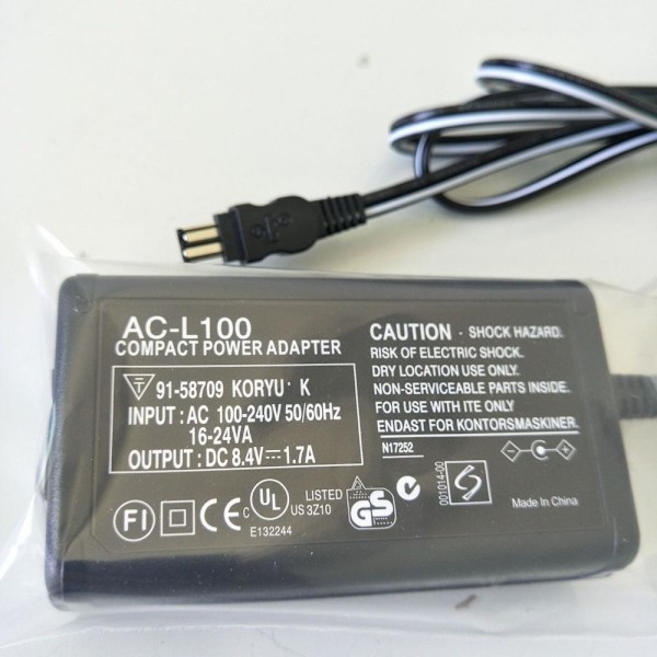 Sony AC-L100 L15 Oplader Adapter til Sony-kameraer og DV-videokameraer sort AC-L100+ linje