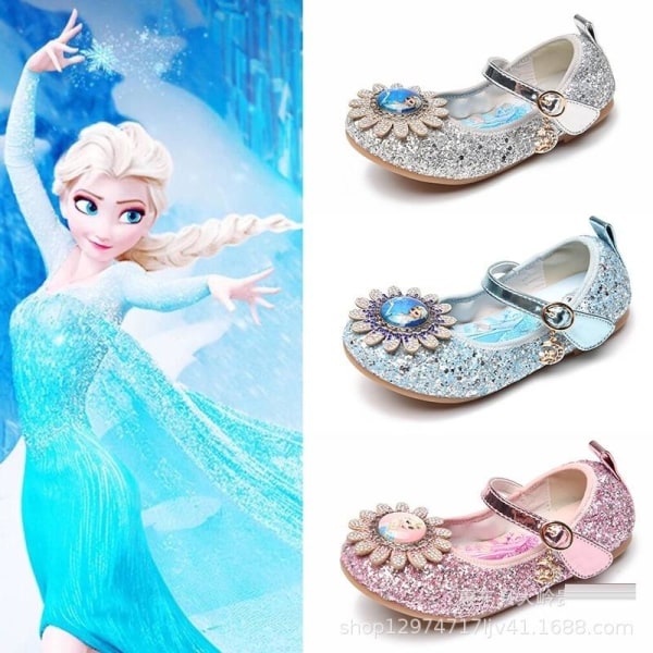 elsa prinsesse sko barn pige med pailletter blå 18,5 cm / størrelse 30