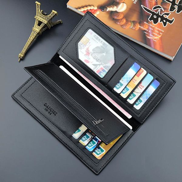 Baellerry PU läder långa plånböcker Business Mens korthållare mo Grå färg 18.5cm*9cm*1.8cm