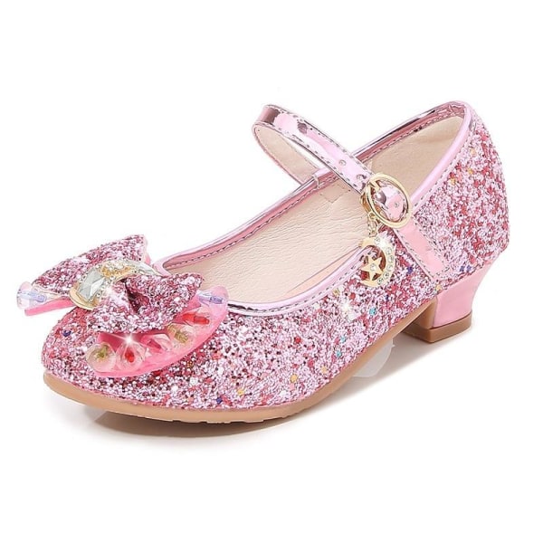 elsa prinsesse sko barn pige med pailletter pink 18 cm / størrelse 28