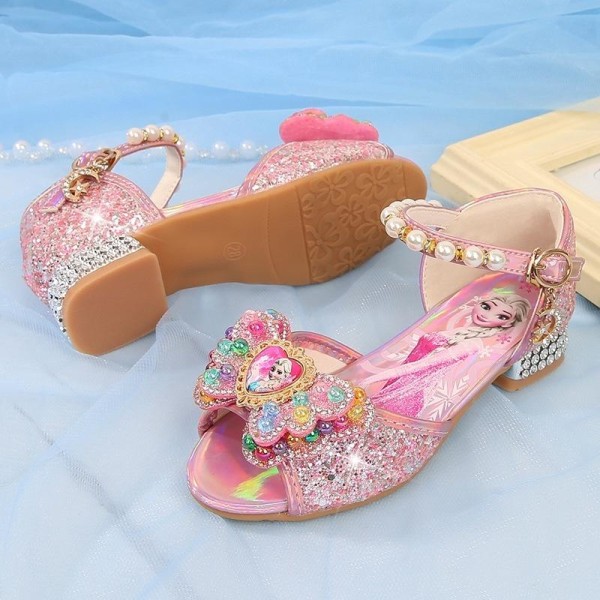elsa prinsess skor barn flicka med paljetter rosa 17.5cm / size27