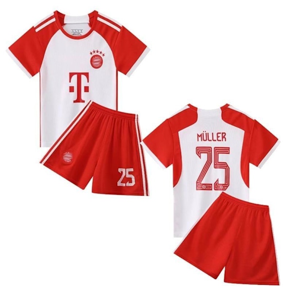 Bayern München Hem 2025 Müller fotbollströja set för barn och vu #22 (130CM)