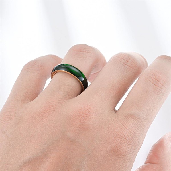 Glaserede grønne jade ringe - unikke 6 mm tykke stablede f 6 mm guld nr. 10