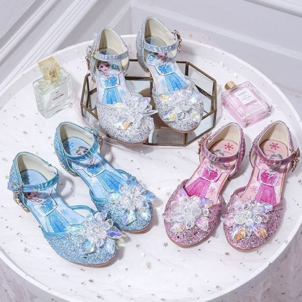 elsa prinsessa barn skor med paljetter silverfärgad 20.5cm / size32