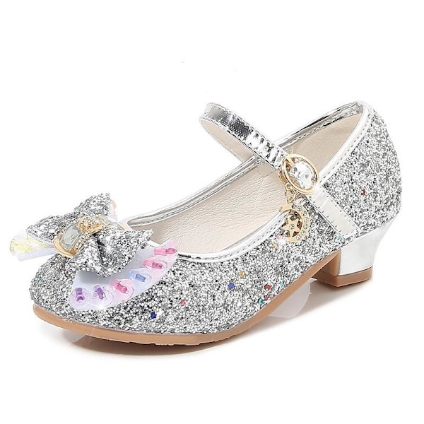 elsa prinsess skor barn flicka med paljetter silverfärgad 18.5cm / size29