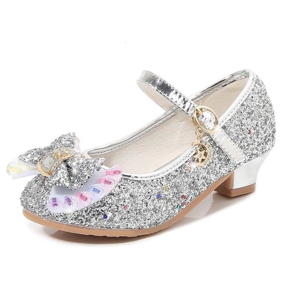 elsa prinsess skor barn flicka med paljetter silverfärgad 18cm / size28