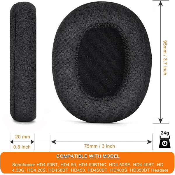 øreputer hodetelefonputer pads for Sennheiser HD 4.50BT 4.40BT svart