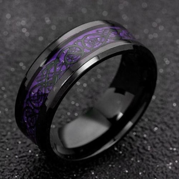 Carbon Fiber Dragon Pattern Ring - Exotisk Noble Style Statement 8mm grön svart film nr 9