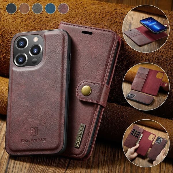 (Til iPhone 16 Plus) DG.MING Læder Telefoncover: Premium Oksehud rød