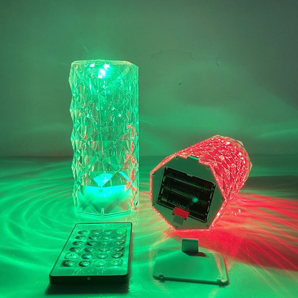 Crystal Diamond kristaller bordslampa flera ljus färger 16 färger med fjärrkontroll
