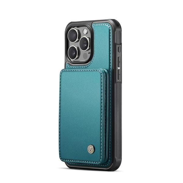 (Til iPhone 15 Plus) PU læder tegnebogs etui med kortlommer, stativ og magnetisk lukning brun