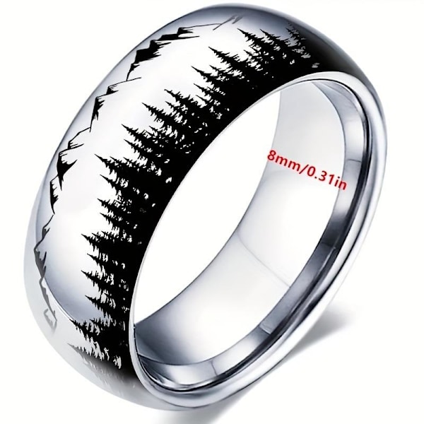 Forest Wolf King Laser Cut Rostfritt Stål Mode Ring - Unik Wildl 8mm black arc wolf king nr 10