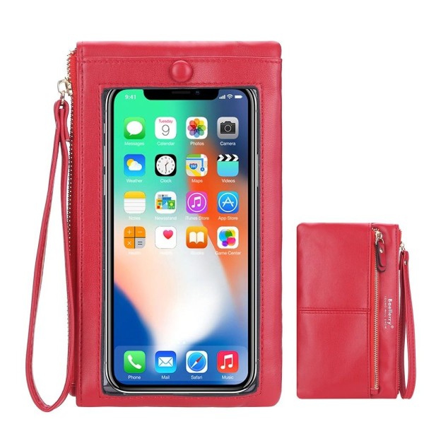 axelväska mobilväska med axelrem för mobil röd