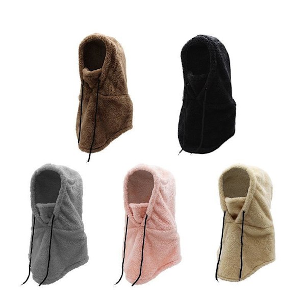 Vintercykling varm mask skidhatt arctic fleece huva vindtät kall blekt rosa grå