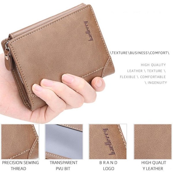 Baellerry Herre Triple Wallet Fashion Visitkortholder Classic D sort 12 cm * 10 cm * 2 cm