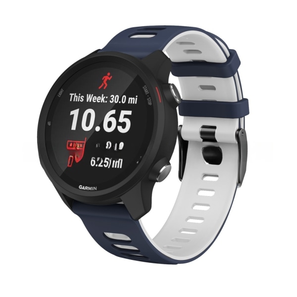 armbånd silikon Garmin Forerunner 245/645 20mm 22mm hvit/svart (22 mm)