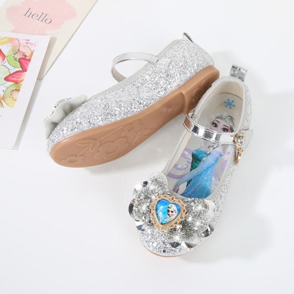 prinsessesko elsa sko børnefestsko sølvfarvede 18 cm / størrelse 29