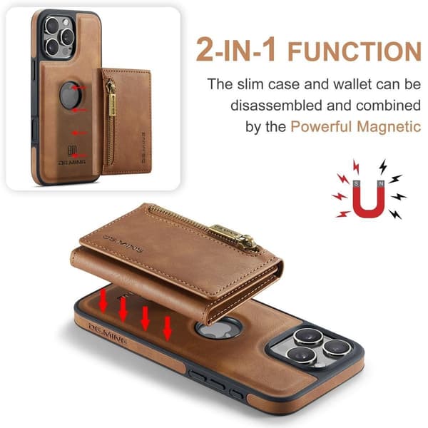 (Til iPhone 16 Plus) DG.MING M5 Series magnetisk pung-etui sort