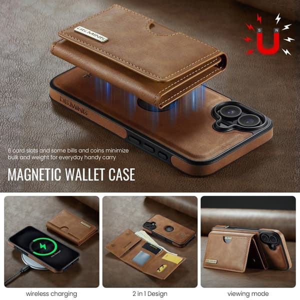(Til iPhone 14 Pro Max) DG.MING M6 Serien Magnetisk Pung Etui sort