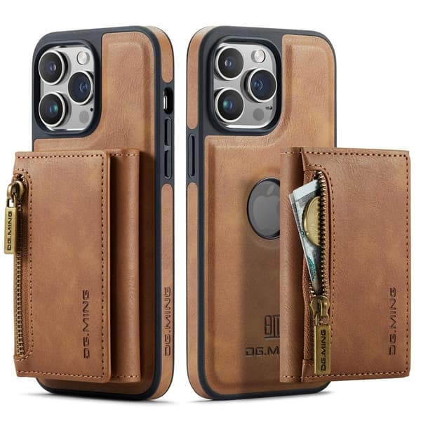 (Til iPhone 14 Plus) DG.MING M5 Series magnetisk pung-etui brun