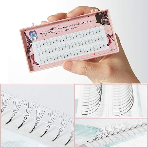 Eleganta Yelix Premium Fransar/fransförlängning/lashes Pack 0.07C-3D 9mm