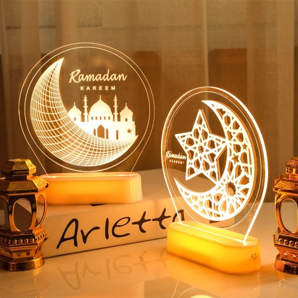ramadan led dekoration mubarak kareem eid mubarak farve fjernbetjening b