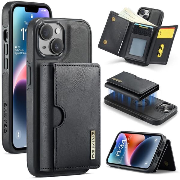 (Til iPhone 14 Plus) DG.MING M6 Serien Magnetisk Pung Etui sort