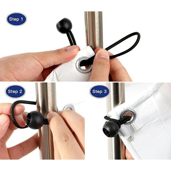 30 stk. bungee-snore bungee-reb med spænde sort / hvid hvid 10 cm