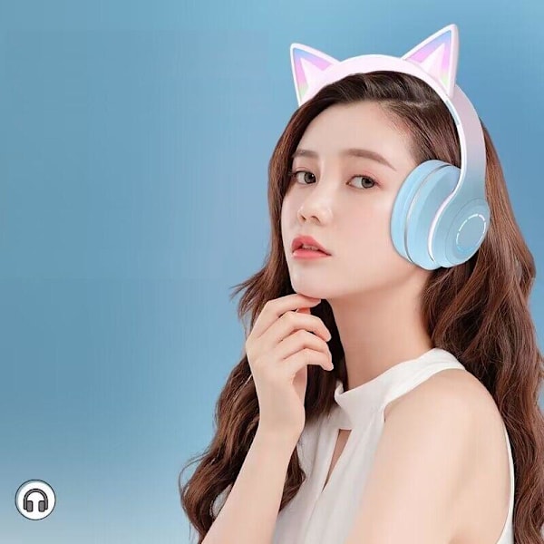 kattöron headset sladdlösa katt bluetooth hörlurar grön