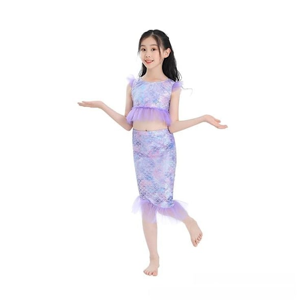 sjöjungfru baddräkt bikini mermaid tail flicka rosa 100