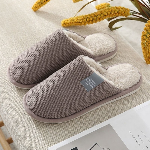fluff tofflor varma tofflor innetofflor kaffe 40-41 (insida 26cm)