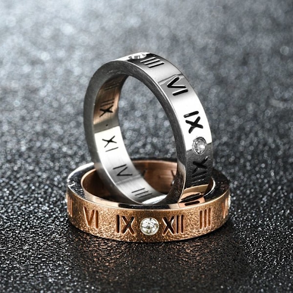 Tidlös parring med romerska siffror: Elegant band med diamantacc stål färg nr 7
