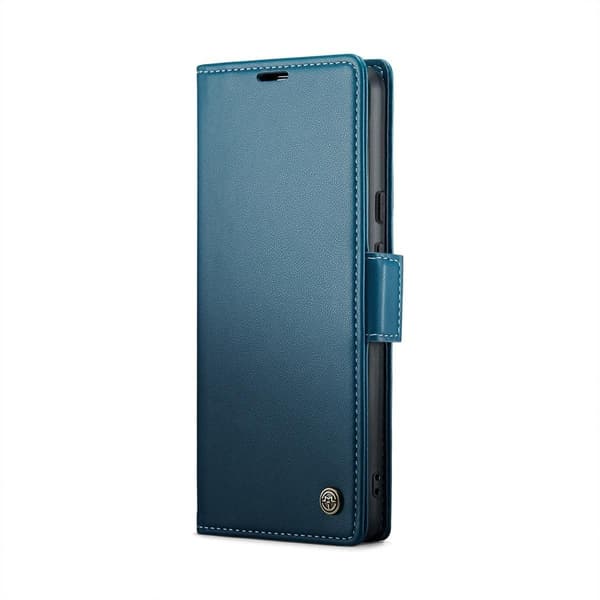 (För  Pixel 9/9 Pro) Läderplånboksfodral med kortfack och magnetstängning blå