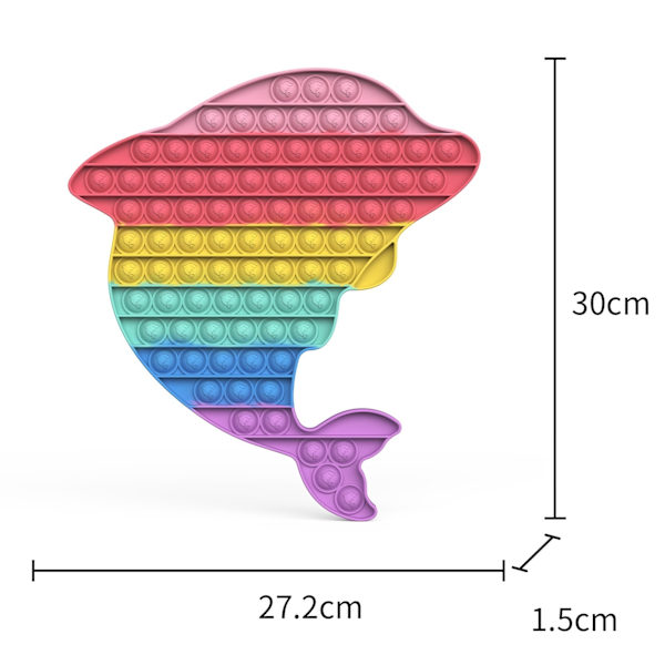 big/mega/stor fidget toys pop it leksak regnbåge delfin 30cm