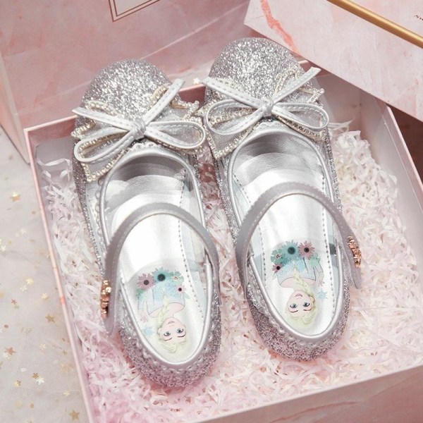 elsa prinsess skor barn flicka med paljetter silverfärgad 20cm / size31