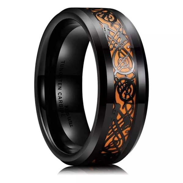 Carbon Fiber Dragon Pattern Ring - Exotisk Noble Style Statement 8mm grön silverbit nr 7