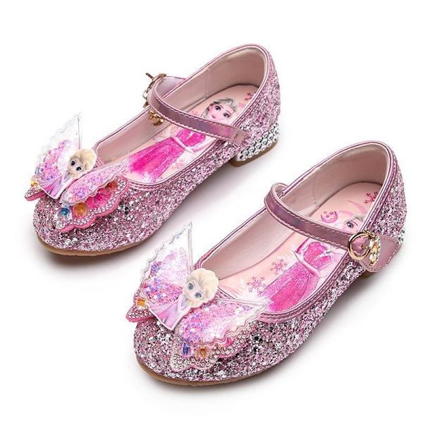 elsa prinsess skor barn flicka med paljetter rosa 15.5cm / size23