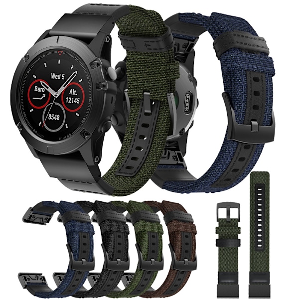 armband tyg Garmin Fenix 7x Fenix 6x/5x 26mm grön