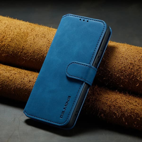 (For Samsung Galaxy S20+) DG.MING Premium Leather Wallet Case with Card Slots, Stand Function & Magnetic Closure Blå