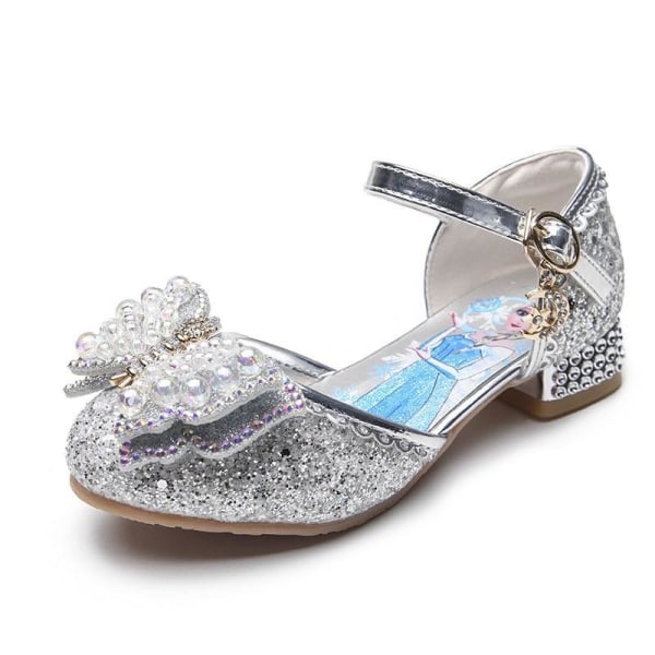 prinsesse elsa sko børn fest sko pige sølv farvet 18 cm / størrelse 27